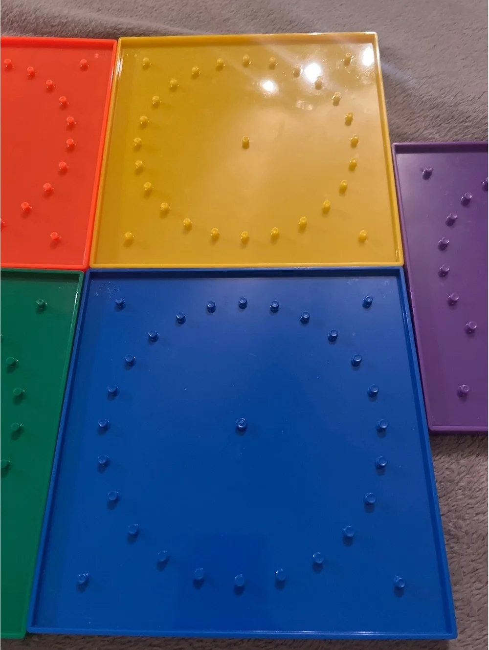 Set of 5 Colorful Plastic Geoboards for Educational Use